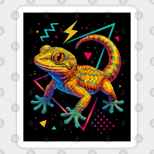 Retro Neon Moorish Gecko Magnet by Reptiq's Store